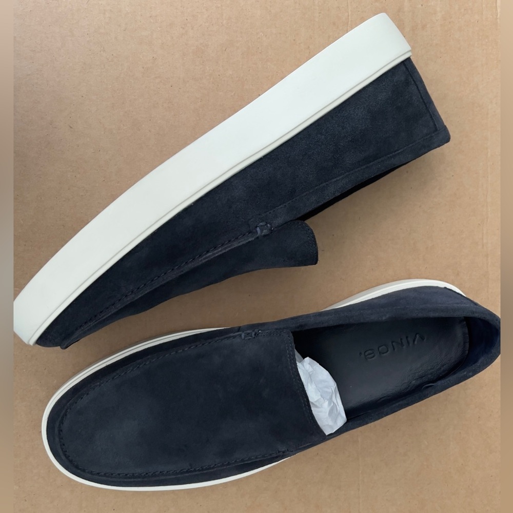 VINCE Navy Blue Suede TARO Loafers